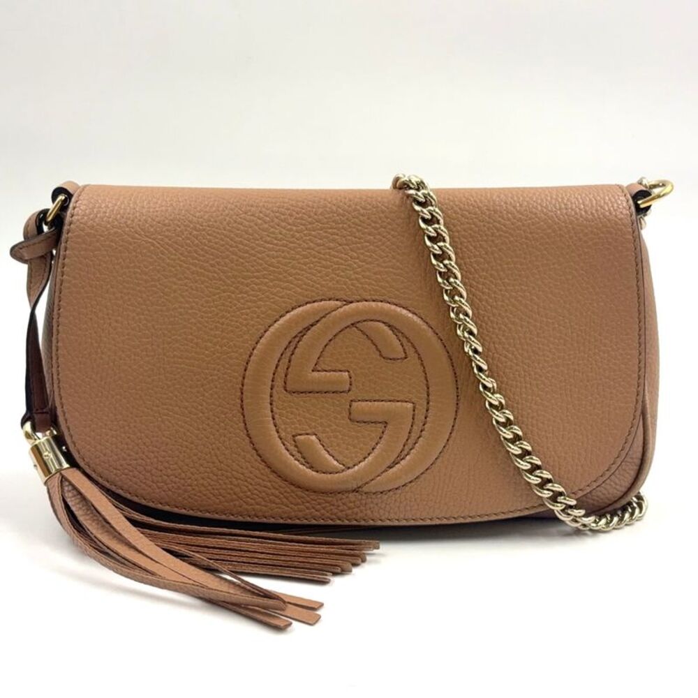 GUCCI Soho Interlocking G Leather Shoulder Bag